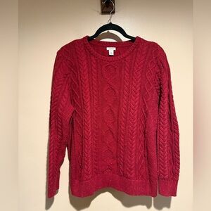 L.L. Bean Organic Cotton Cable Knit speckled Pullover Fisherman Sweater 1X